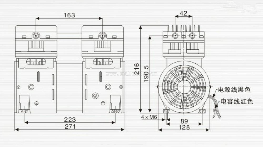 JP-180H冶具干式真空泵外觀尺寸圖